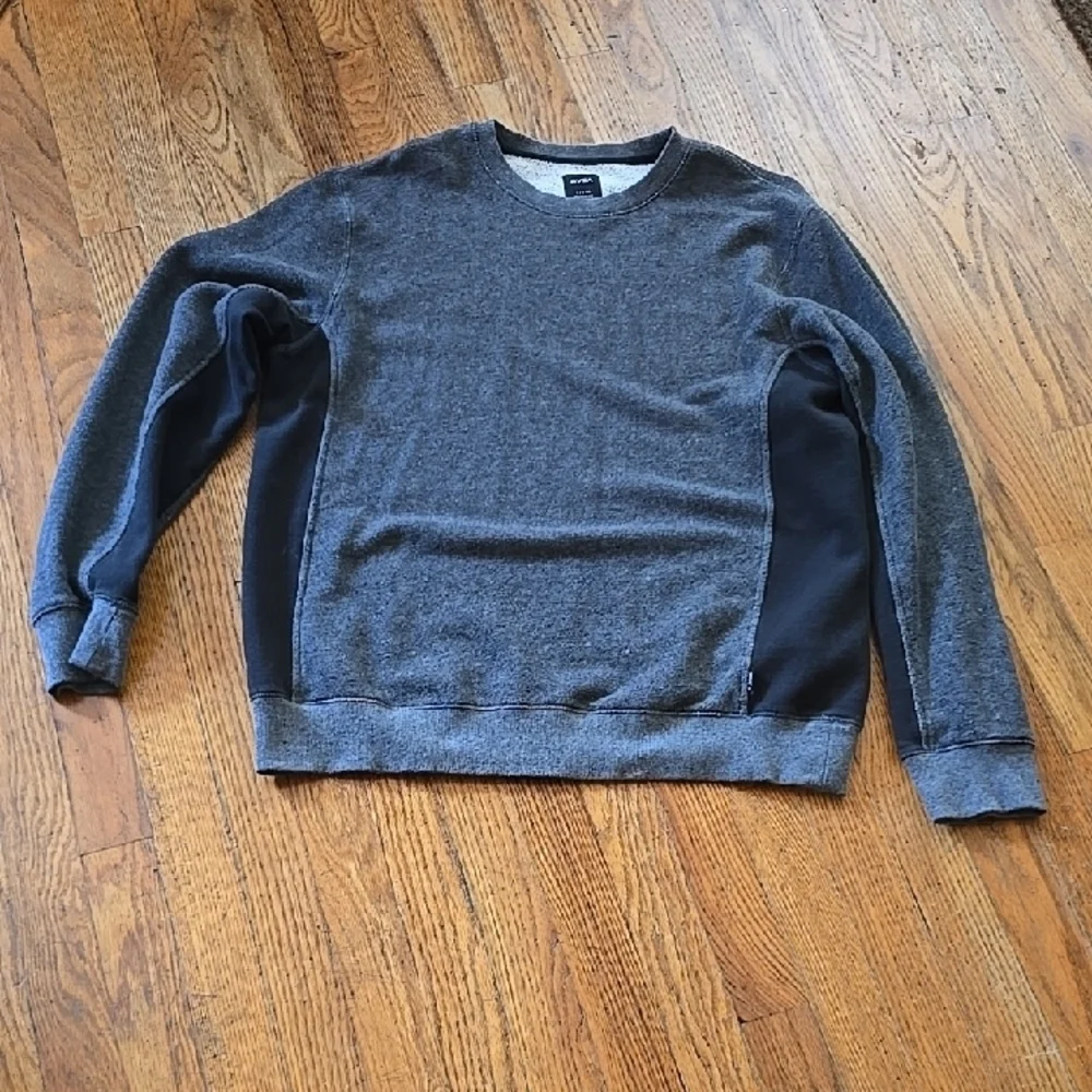 RVCA Men's Charcoal and Black Crewneck Sweater L